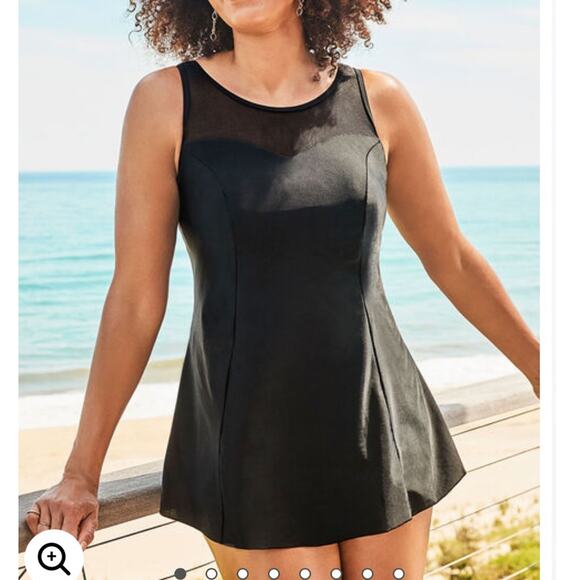 Swimsuits For All Other - NWT Swimsuits For All Black Mesh High Neck One Piece Swim Dress 26